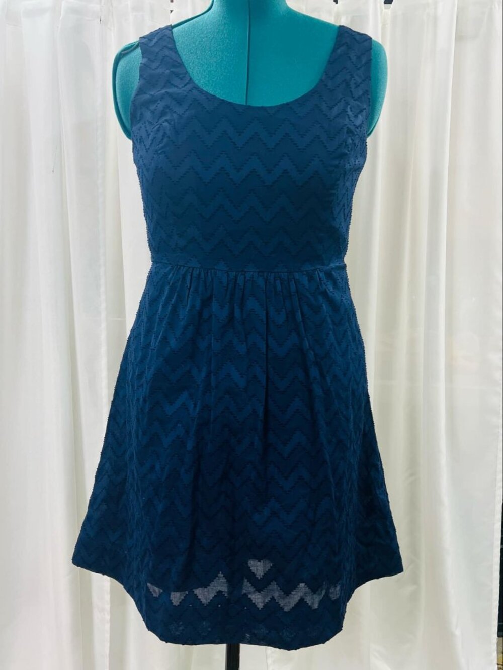 Vineyard Vines NWT Chevron Jacquard Skater Dress Nautical Blue
